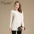 Ropa de primavera de la moda de las mujeres Ropa de primavera blanca de punto de cachemira O-Neck Sweater